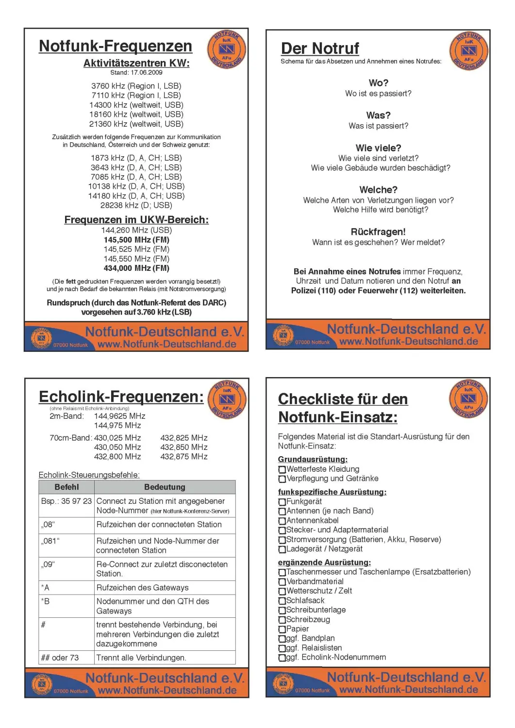 Informationen von Notfunk Deutschland eV